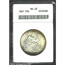 1861 50C MS63 ANACS.
