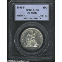 1866-S 50C No Motto AU50 PCGS.