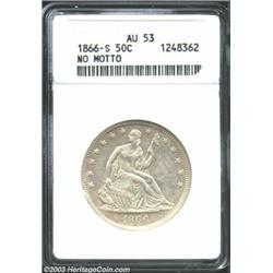 1866-S 50C No Motto AU53 ANACS.