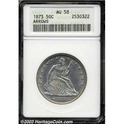 1873 50C Arrows AU58 ANACS.