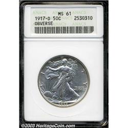 1917-D 50C Obverse MS61 ANACS.