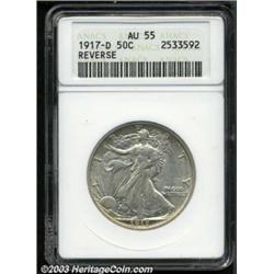 1917-D 50C Reverse AU55 ANACS.