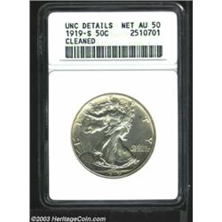 1919-S 50C --Cleaned--ANACS. Unc Details, Net AU50.