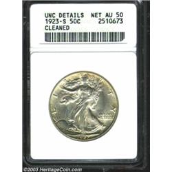 1923-S 50C --Cleaned--ANACS. Unc Details, Net AU50.