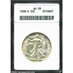 1928-S 50C AU58 ANACS.