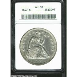 1847 $1 AU58 ANACS.