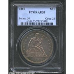 1860 $1 AU55 PCGS.