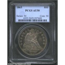 1865 $1 AU50 PCGS.