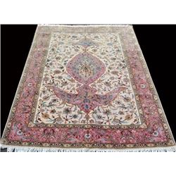 Master piece, silk and baby lambs fine Persian Tabriz (119 X81 )