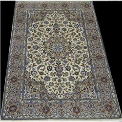 Very soft wool pile Extremely rare signed Persian Kashan (87"X54")