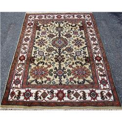 Earth tone handmade lush pile Meshg-Abad design Rug (72"X50")