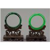 Image 1 : Two Pieces of Chinese Green Hardstone Bangles