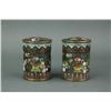 Image 1 : Pair Chinese Cloisonne Bronze Round Case Qing