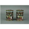 Image 3 : Pair Chinese Cloisonne Bronze Round Case Qing