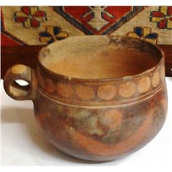 Authentic Ancient Artifact 100 A.D: Ceramic Painted Cup w. handle Harappa Sasanian Afghani Region