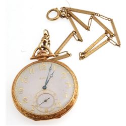 Antique 14K Gold Elgin Pocket Watch 71gr w. Gold Chain