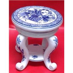Vintage Chinese Porcelain Blue & White Vase Stand, 8", 4.50-lbs