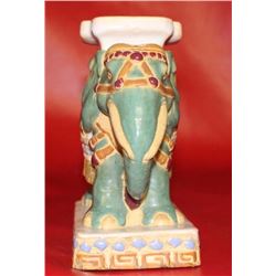 Antique Chinese Glazed Ceramic Elephant Sculpture 7x7", 3-lbs