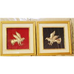 Indonesian Silver & 24K Gold Garuda Sculpture in Gilt Frame