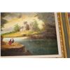Image 1 : Antique Signed German Oil Painting w. Gilt Frame 32x32" inches