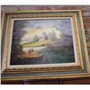 Image 4 : Antique Signed German Oil Painting w. Gilt Frame 32x32" inches