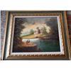 Image 5 : Antique Signed German Oil Painting w. Gilt Frame 32x32" inches