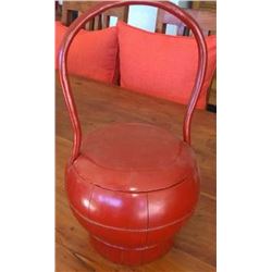 Old Chinese Bucket Shandong Lacquered Wood