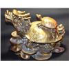 Image 2 : Old Chinese Solid Brass Dragon Turtle Feng Shui Wealth Longevity Luck Statue 15x12", 24-lbs