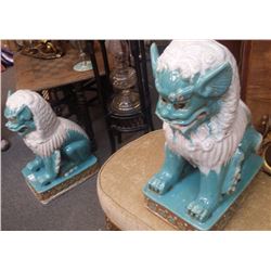 Vintage Chinese Porcelain Pair of Foo Dog Mounts 23" Ea