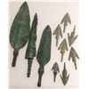 Image 1 : Ancient Bronze Spearheads & Arrows Artifacts 5-2" range