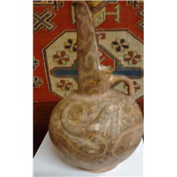 Authentic Ancient Artifact 100 A.D: Ceramic Vessel w. Base & Raised Relief Design Harappa Sasanian A