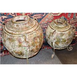 Ancient Oriental Bronze Pots 21-17", Each