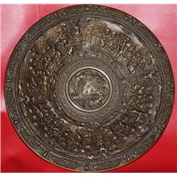 Old Italian Bronze Ewer Pitcher w. Platter 16", 18-lbs