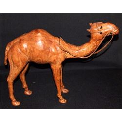 Old Papier Mache Camel Sculpture w. Leather Fittings 15"