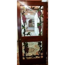 Antique Wine Cellar Stained Glass Door w. Wood Frame 78x36"