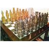 Image 1 : Antique c1900 Chinese Teak & Marble Chess Set: Imported from Hong Kong 75-lbs