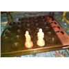Image 2 : Antique c1900 Chinese Teak & Marble Chess Set: Imported from Hong Kong 75-lbs
