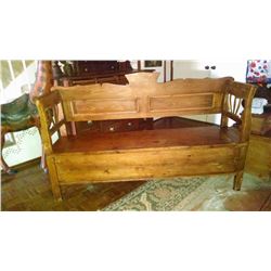 Antique c1900's Country Bench with Storage  Material #1 i.e. Bronze :  Antique Country Bench with St