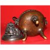 Image 1 : Ancient 18th Cty Chinese Bronze Tripod Censer with Cover 8x7", 3-lbs