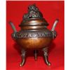 Image 4 : Ancient 18th Cty Chinese Bronze Tripod Censer with Cover 8x7", 3-lbs