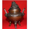 Image 7 : Ancient 18th Cty Chinese Bronze Tripod Censer with Cover 8x7", 3-lbs