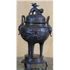 Image 1 : Ancient 18th Cty Japanese Bronze Tripod Censer w. Cover 10", 3-lbs