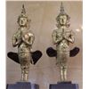 Image 3 : Ancient Gilted Bronze Kinnari Statue Gods on Stands 16", 12-lbs