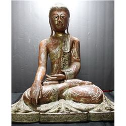 Ancient Gilted Buddha Shakyamuni Chinese Poly-Chrome Jeweled 28 , 30-lbs