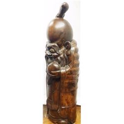 Ancient Chinese Lohan Bamboo Buddha Statue 20"