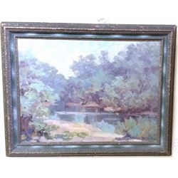 Antique American Framed Oil On Canvas by deceased California Artist: Madge Wood 21x16"