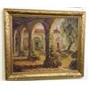 Image 1 : Antique c1917 Original Oil on Canvas Signed Franciscan California Mission Scene 30x29"