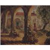 Image 2 : Antique c1917 Original Oil on Canvas Signed Franciscan California Mission Scene 30x29"