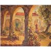 Image 8 : Antique c1917 Original Oil on Canvas Signed Franciscan California Mission Scene 30x29"
