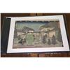 Image 3 : Antique Circa 1820 Japanese Wood Block Water Color Print by Hiroshige (Original) 15x10"